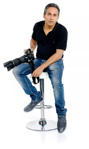 Studio portrait of professional Indian photographer Chandrasekhar Chakraborty