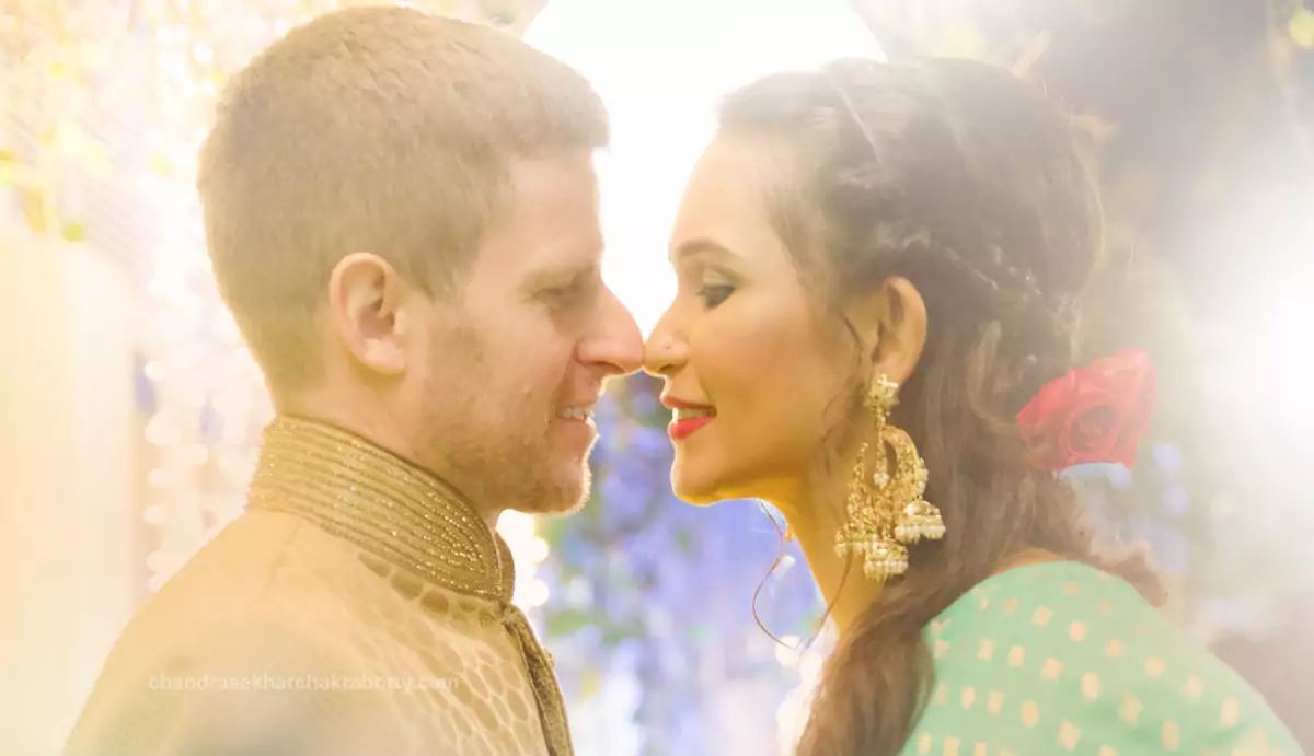 Dreamy image of Indian bride and australian groom