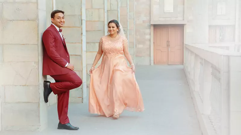 after wedding couple photoshoot of Rohit & Stella at Auxilium Parish Church in 2020, Kolkata